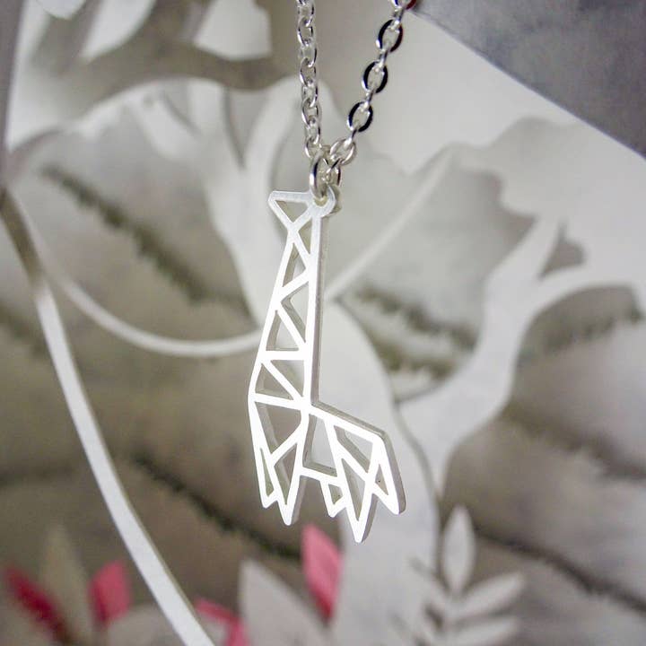 La Menagerie - Wholesale Halskettinghanger - Giraffe zilveren origami ketting