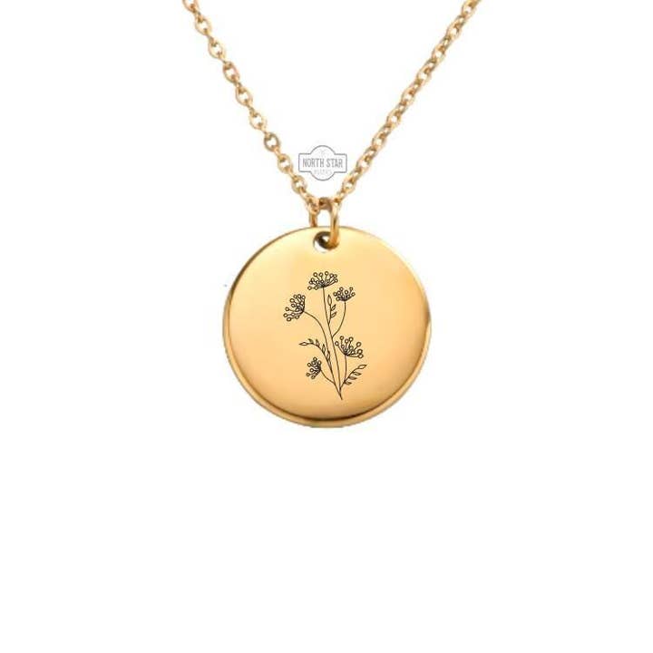 Baby's Breath Birth Flower Necklace - Personalized Jewelry for wholesale by North Star Rustics Too