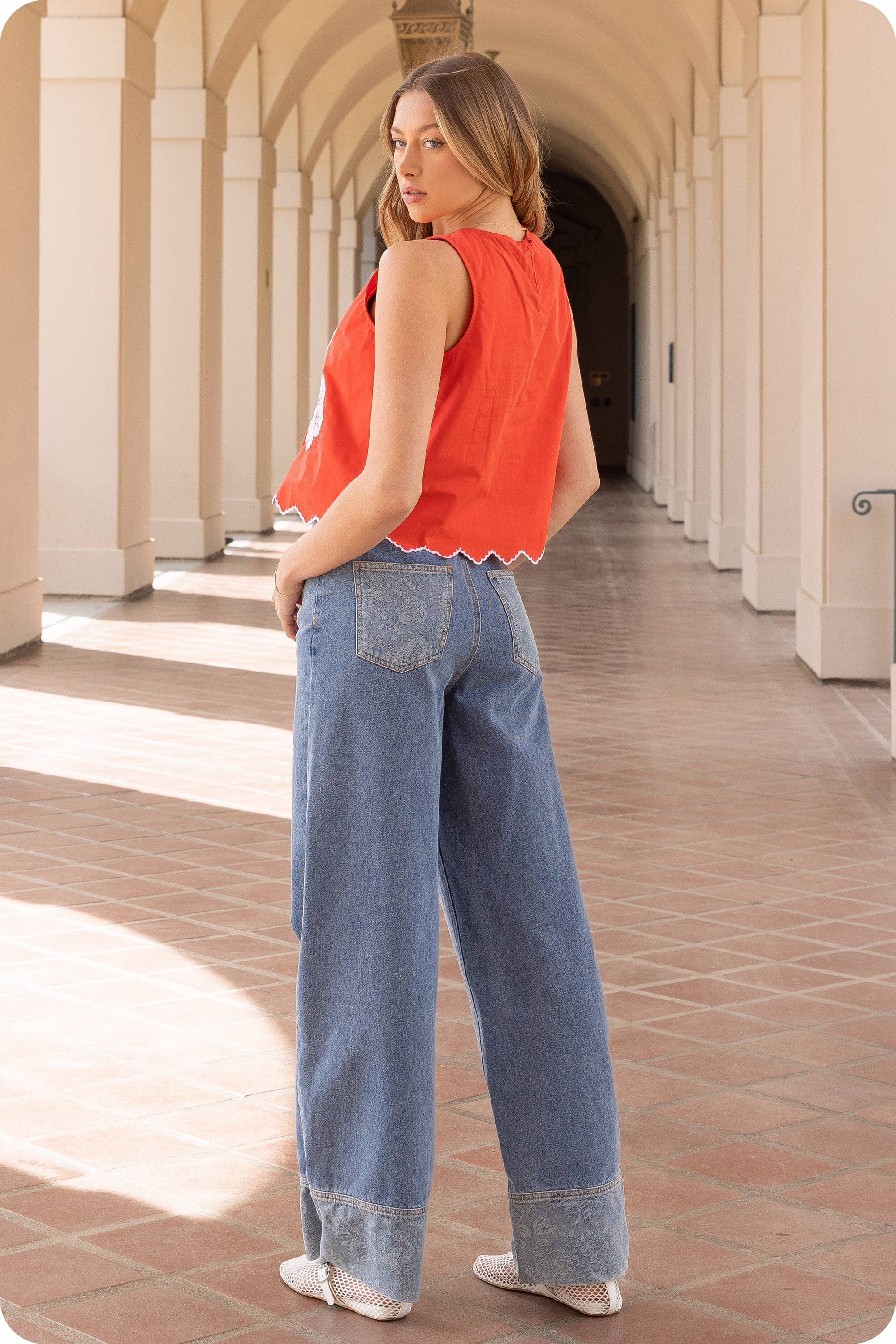 Strut & Bolt - Wholesale Blouse - Women's - Floral Embroidery Sleeveless Top20