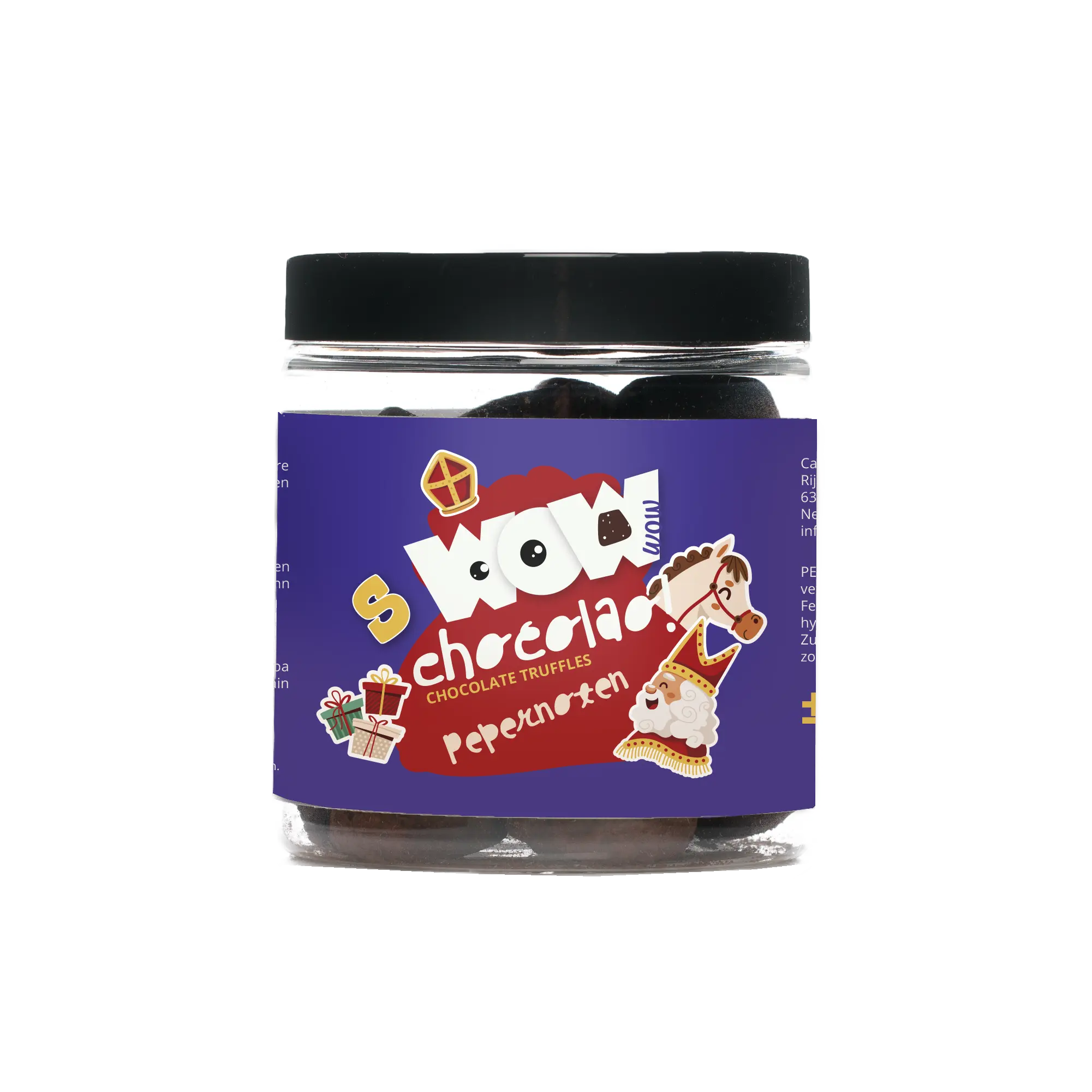 WOW Chocolao! - Wholesale Chocolate Covered Sweets - Pepernoten Chocolate Truffles - Sinterklaas edition - Gifting jar 130g0