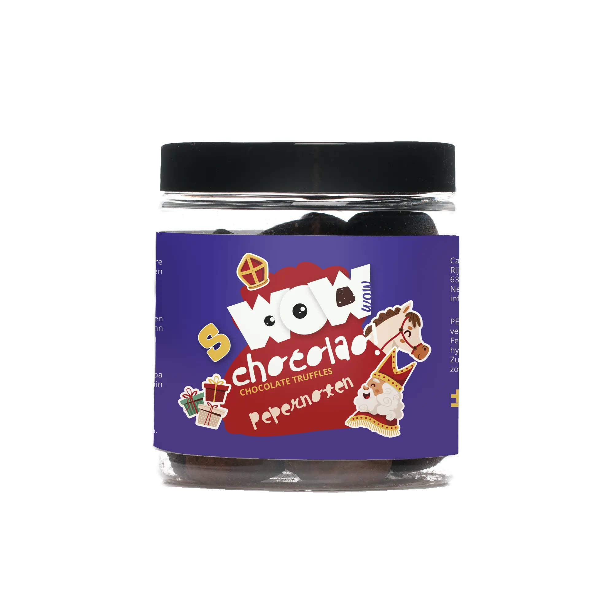 WOW Chocolao! - Wholesale Chocolate Covered Sweets - Pepernoten Chocolate Truffles - Sinterklaas edition - Gifting jar 130g