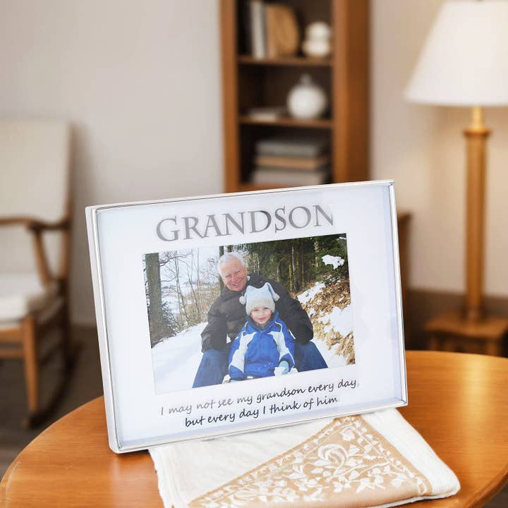 Happy Homewares – wholesale Picture frame – Contemporary Silver Plated Metal Grandson 4x6 Picture Frame for Wall or Table5