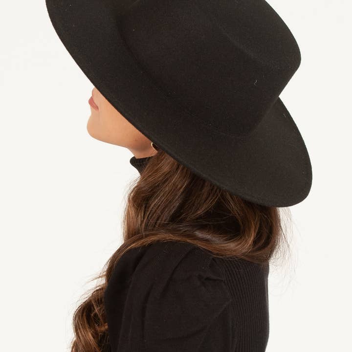 Lucca Couture - Vendita all'ingrosso Paglietta - Donna - Cappello gaucho a tesa larga in feltro vegano nero1