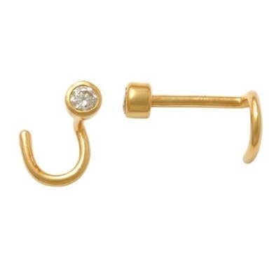 14kt äkta diamant näsring | Massivt guld näsring | 14kt massivt guld | Nässtift | Guld nässtift | Minimalistiska smycken I Bezel Stud för wholesale av Zahav Jewelry