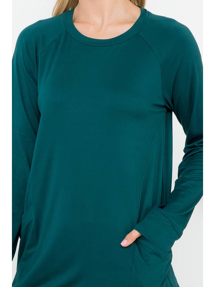 You & Me - Wholesale Tunic - Women's - YMT20003XV-PLUS SIZE SOLID LONG SLEEVE FRONT POCKET TOP24