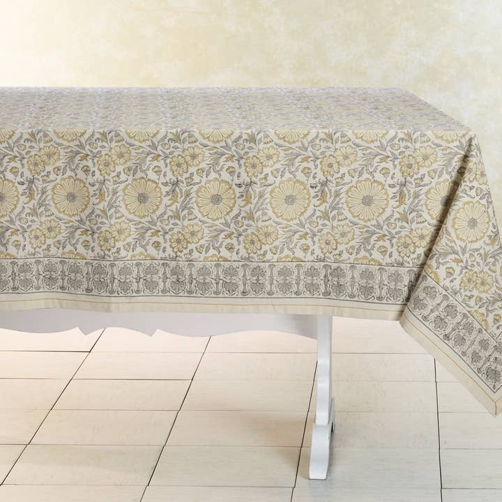 Sustainable Threads - Wholesale Tablecloth - Cotton Tablecloth | Hand Block Printed | Zinnia | Fair Trade0