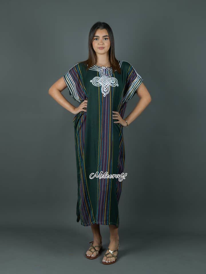 Melecraft - Wholesale Kaftan - Women's - Moroccan Striped Kaftan Dress for Women - Handmade Gandoura24