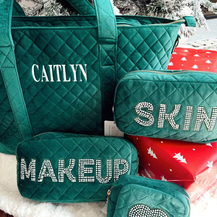 KENZKUSTOMZ - Wholesale Tote Bag - Women's - Velvet Tote - Cream & Green