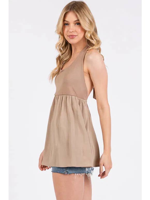 Final Touch - Wholesale Blouse - Women's - Halter Neck With Tie Woven Flare Top - NT31368