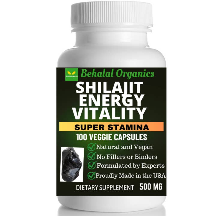 Behalal Organics - Venta al por mayor Suplementos/vitaminas para beber - Suplemento de Shilajit 500 mg 100 cápsulas rápidas