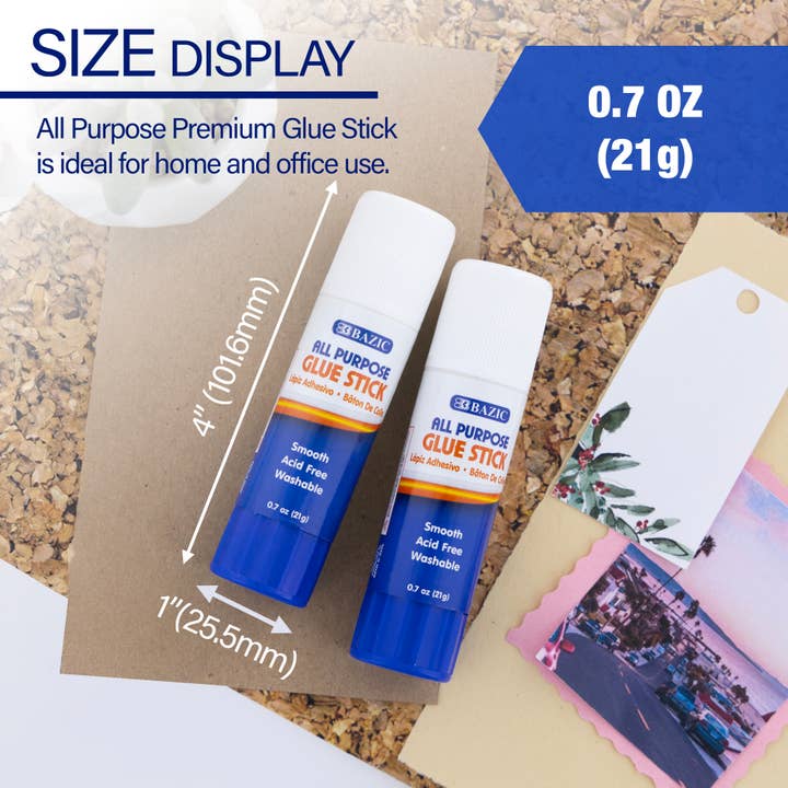 BAZIC Products - Wholesale Glue - Glue Stick Premium Pack 0.7 oz (21g) (12 Sticks)1