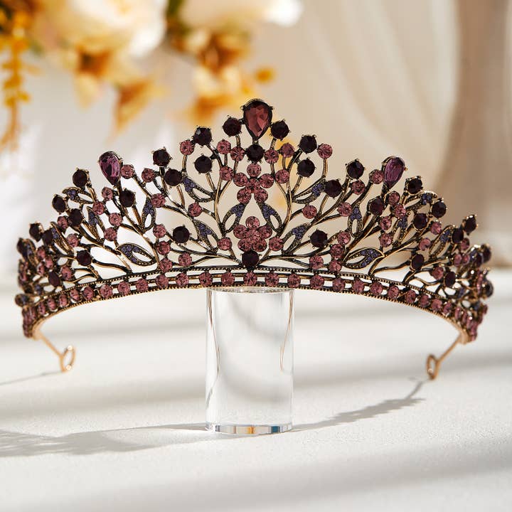 SWEETV - Wholesale Tiara - Women's - Purple Tiaras and Crowns for Women, Wedding Crown Bride