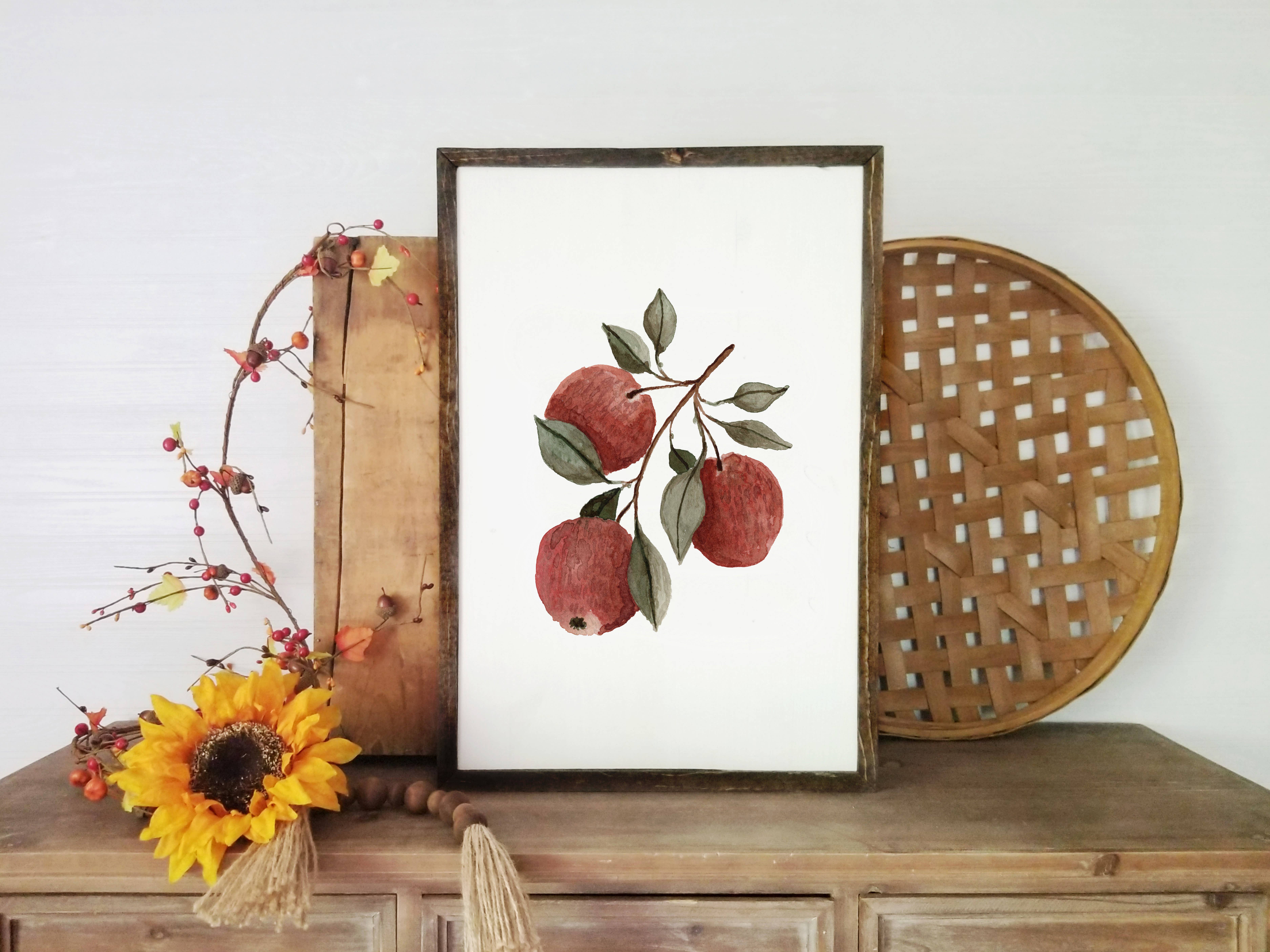 HeatherLucyJ Design - Wholesale Art Print - Red Apple Fruit Watercolour Art Print4
