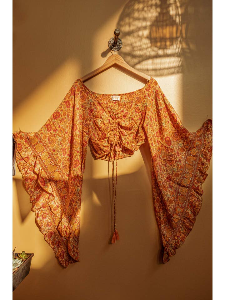 Gardenbelle Shop - Wholesale Blouse - Women's - Hippie Flare Bell Sleeve Cinch Top, Plus Size Available