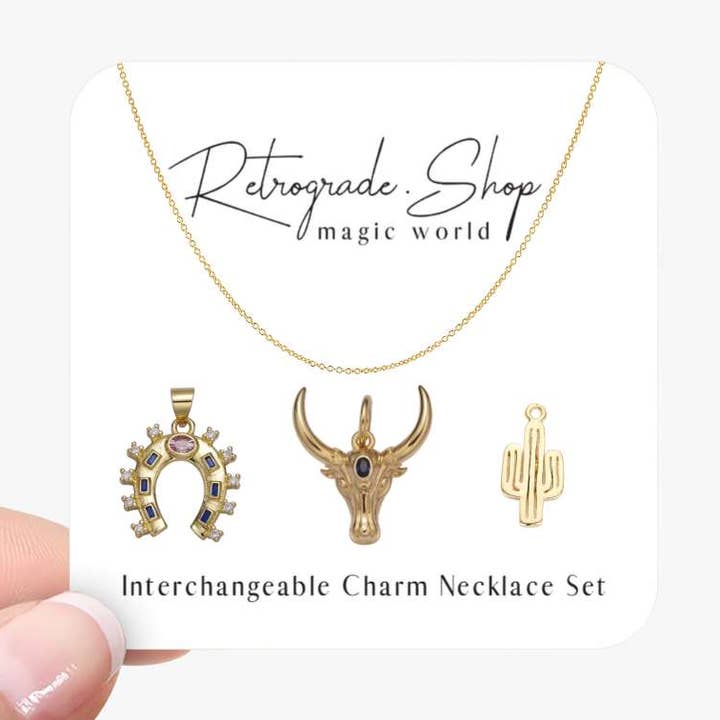 Cosmic Cowgirl Interchangeable Charm Necklace | 3 Charms for wholesale by The Retrograde Shop