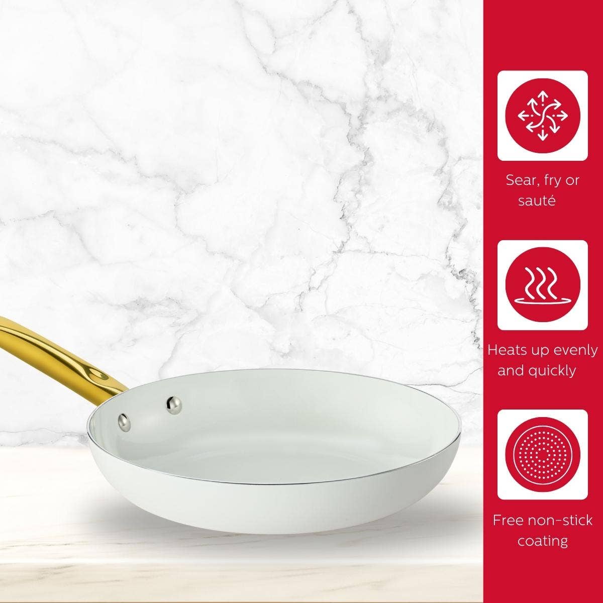 WHITE GOLD GOLDEN ELEGANCE 8-INCH CERAMIC NONSTICK FRY PAN for wholesale on Faire6