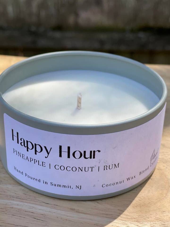 Bougie en étain et cire de soja Happy Hour pour la vente par Pinat