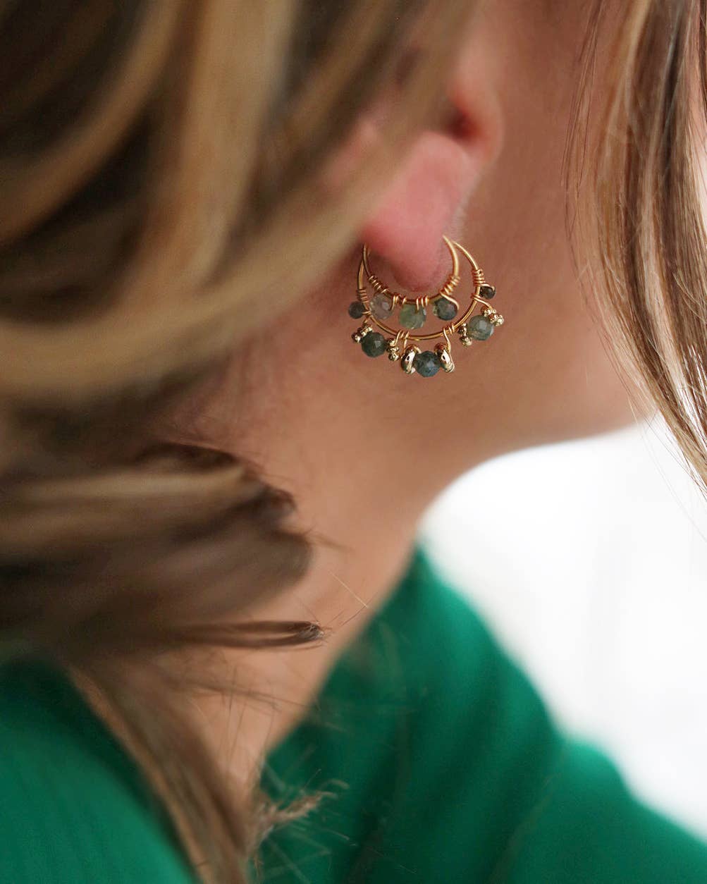 Labelle - Wholesale Hoop Earrings - AIMÉE green hoop earrings1