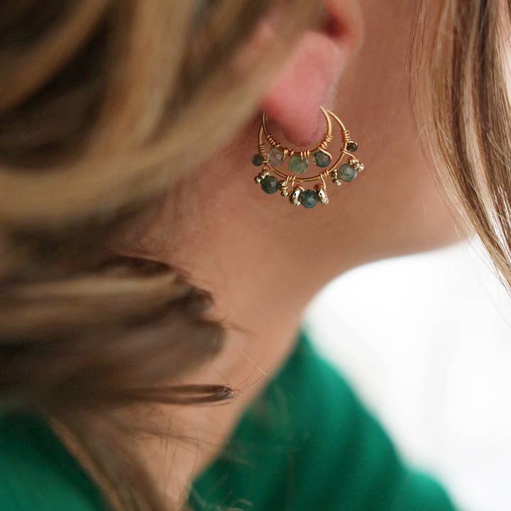 Labelle - Wholesale Hoop Earrings - AIMÉE green hoop earrings1