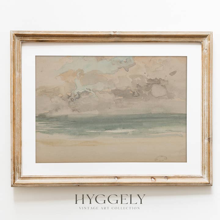 Coastal Watercolor Overcast Art | Vintage Cloud Print L102 for wholesale by Hyggely