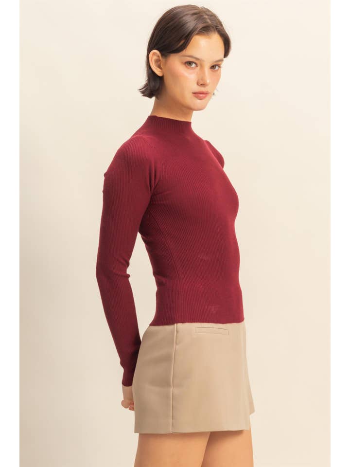 HYFVE - Wholesale Knit Top - Women's - Ribbed Mock Neck Long Sleeve Knit Top5