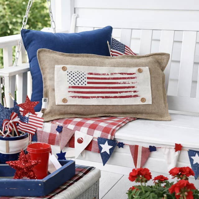 PANNEAU UNIQUEMENT : Été 4 juillet Vétéran USA VIEILLE GLOIRE DRAPEAU pour la vente par PillowPanels