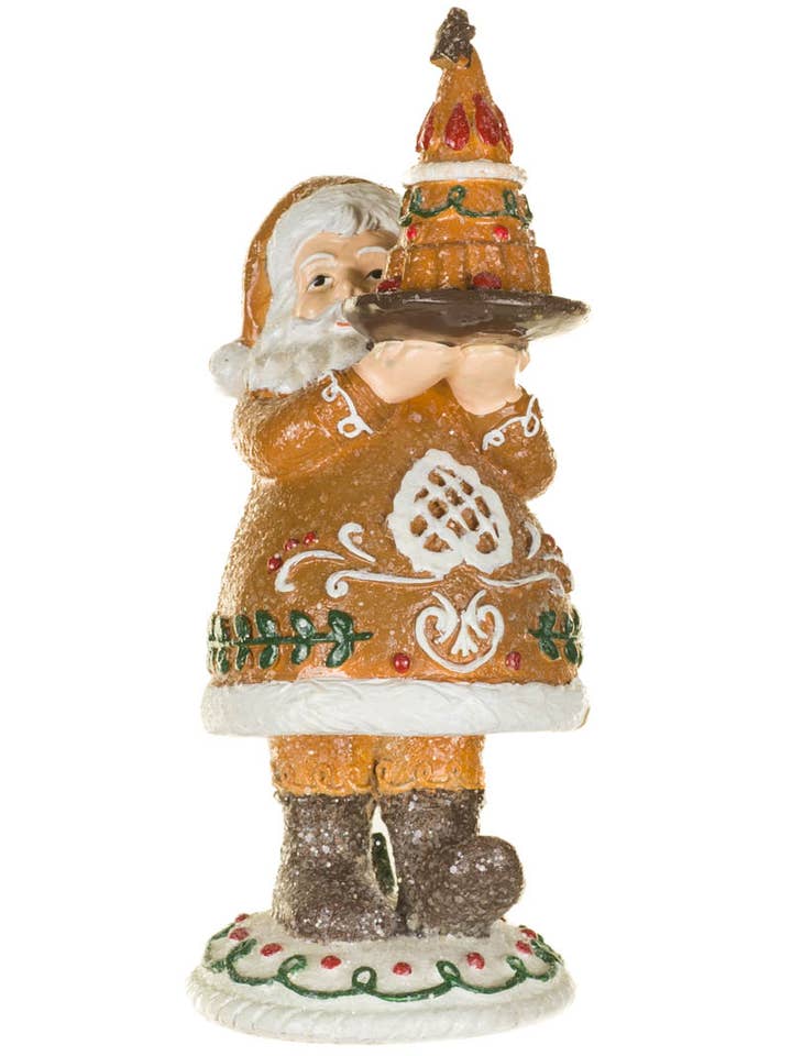 NEW-Brown/White Cookie Santa Claus Figurine for wholesale by Starlight Collection