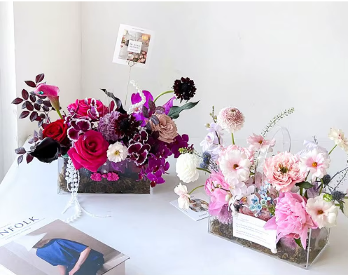 Elegant Design Supply - Vente Coffrets cadeaux - Panier-cadeau à fleurs en acrylique transparent3