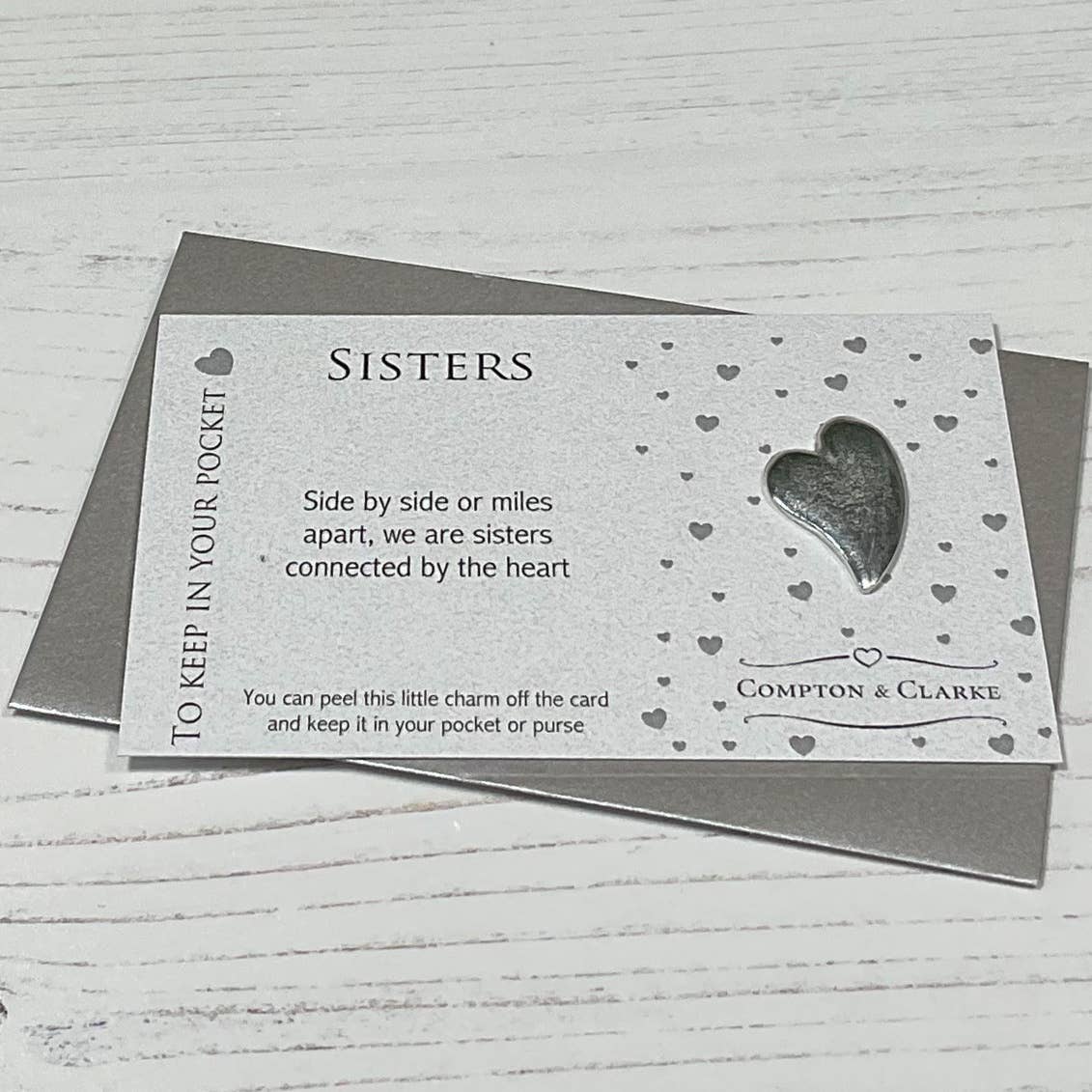 Compton & Clarke – wholesale Keepsake coin/token – Sisters Carded Pocket Charm   1