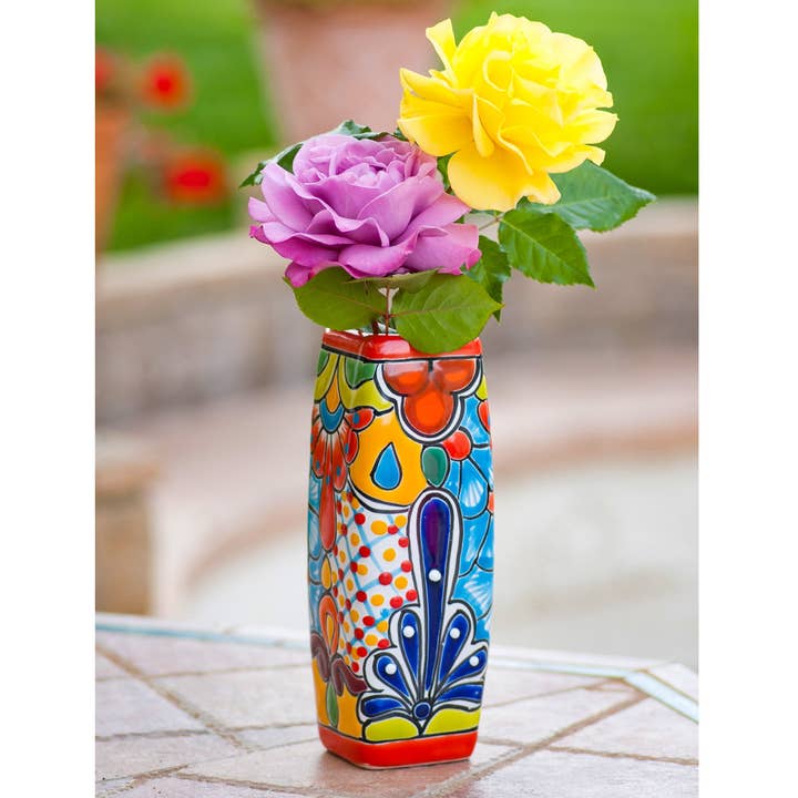 Enchanted Talavera - Wholesale Vase - Talavera Handmade Ceramic Small Flower Vase - Red