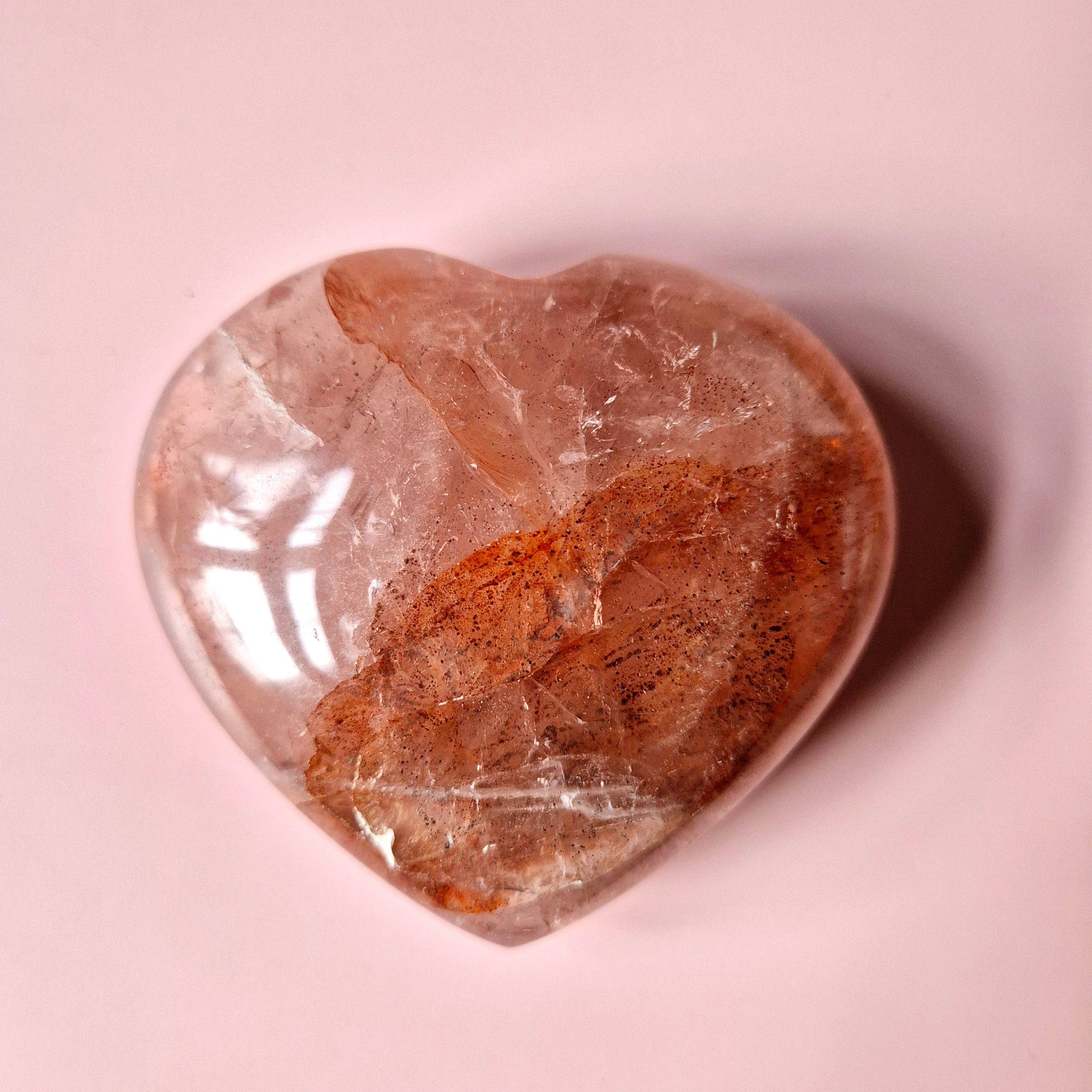 Moonlight Gemstones - Venta al por mayor Piedras/cristales espirituales - Corazones grandes de cuarzo fuego con piedra preciosa (El regalo perfecto para San Valentín) Cuarzo hematóide2