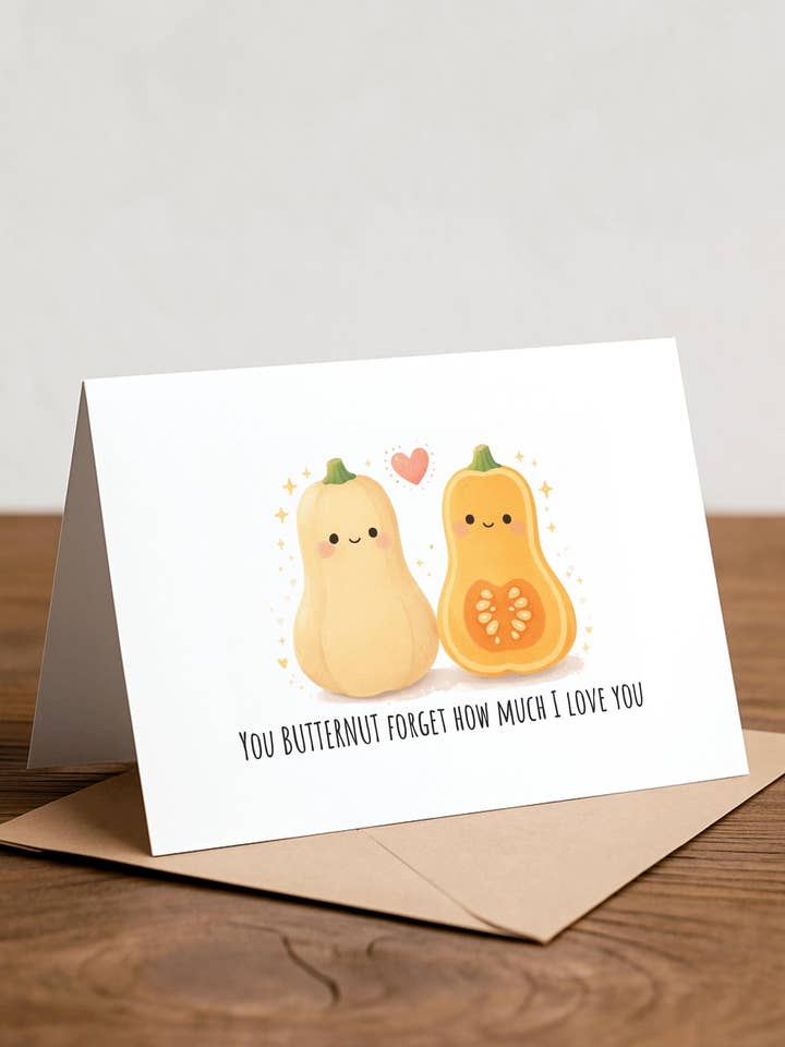 Tarjeta de agradecimiento divertida de San Valentín con calabaza moscada para venta al por mayor de Chewy Lemon Studio