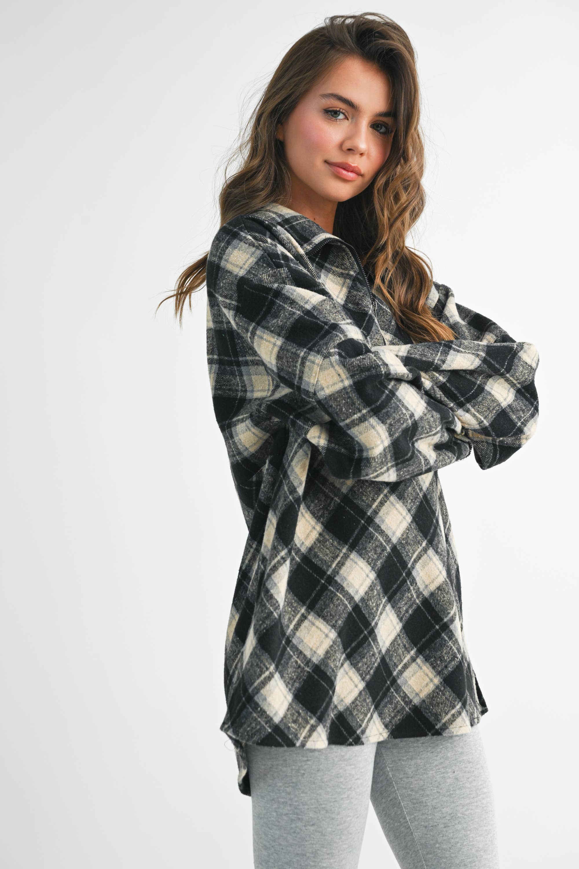 AEMI + CO - Wholesale Sweatshirt - Women's - 8421EK Mya Plaid Pullover 112
