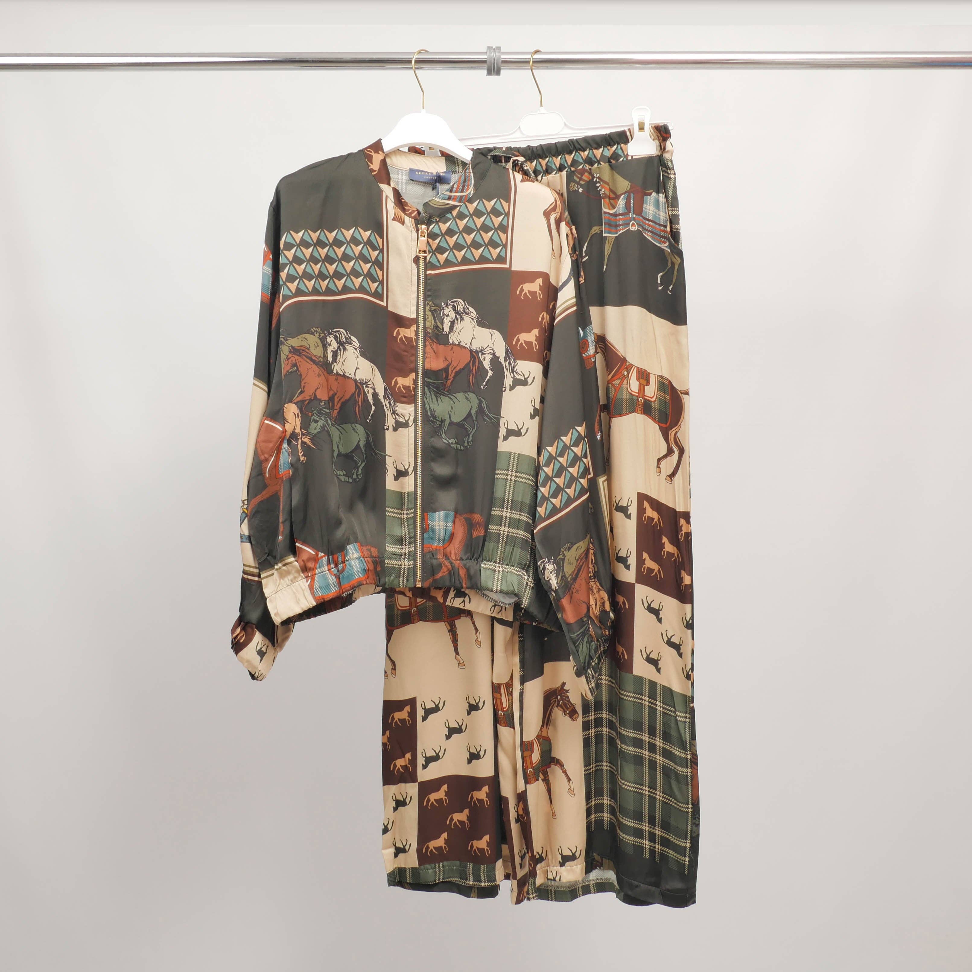 Cecile Wang - Wholesale Jacket - Women's - Equestrian print zip-up jacket in viscose and silk – KD8772VS-305