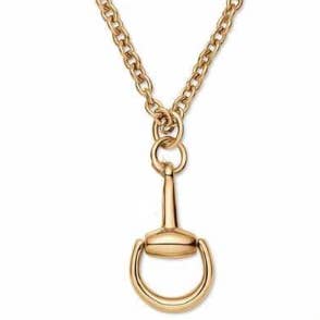 HoopLa - Wholesale Pendant/Charm Necklace - Half Snaffle Equestrian Pendant Necklace 18K Gold