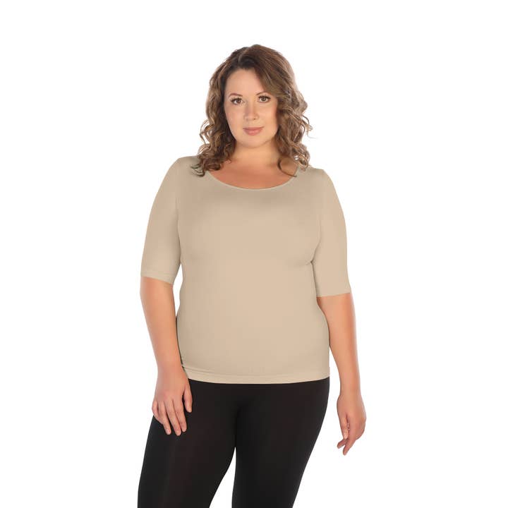 Skinnytees - Wholesale Knit Top - Women's - Plus Half Sleeve Crew Neck Tee11