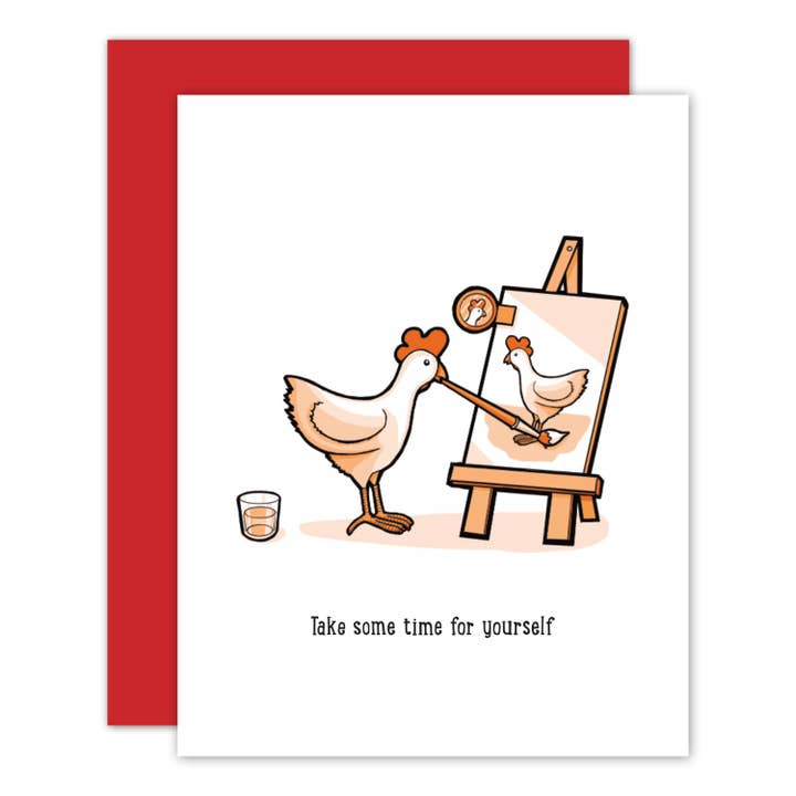 Chicken Self-Care Card for wholesale by The Lobster Studio