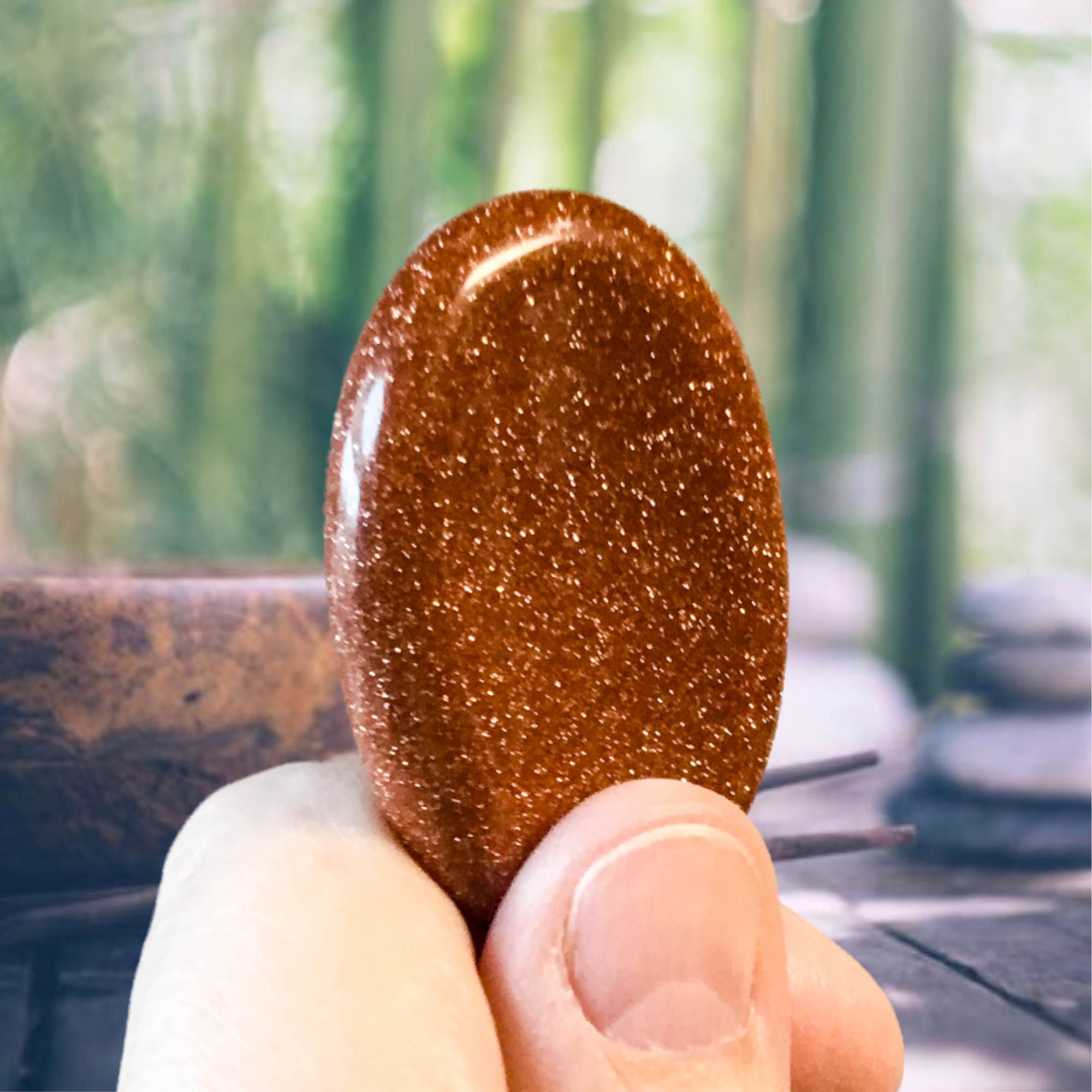 Essential Wellness - Body, Mind, Spirit - Wholesale Spiritual Stone/Crystal - GOLDSTONE Worry Stone with Information Card Option3