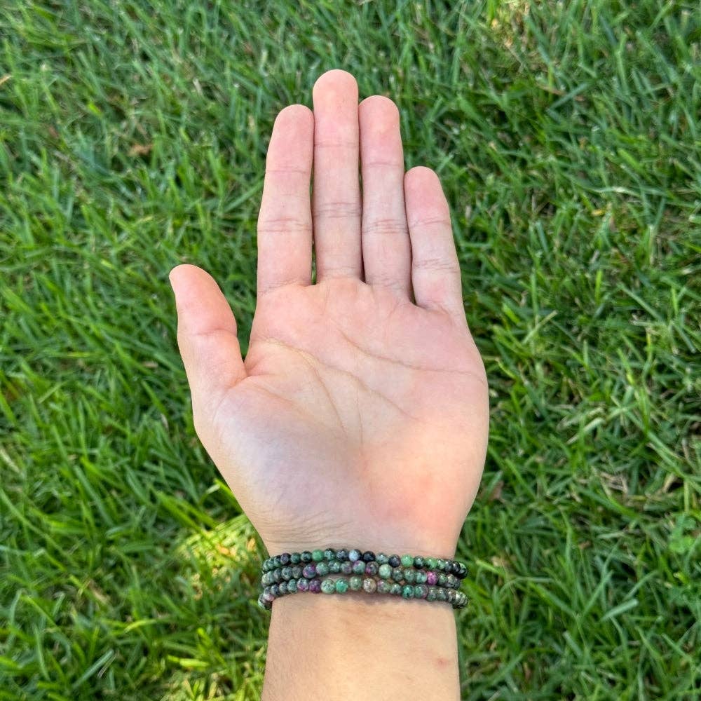 Earths Elements Wholesale - Wholesale Beaded Bracelet - Crystal Bracelet - 4mm Ruby Zoisite, pack of 52