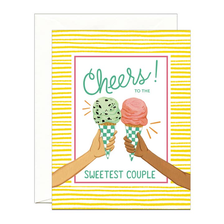 Yeppie Paper – Großhandel Hochzeitskarte – Ice Cream Cone Cheers Mint Chip Erdbeer-Glückwunschkarte zur Hochzeit