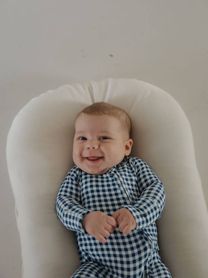 Forever French Baby - Wholesale Sleepsuit - Baby - Bamboo Zip Pajamas | Blue Gingham8