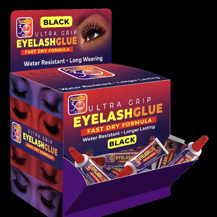 Colla per ciglia Salon Pro Ultra Grip 30 secondi, trasparente o nera, confezione da 36 per la vendita all'ingrosso da parte di Majestic Wholesale