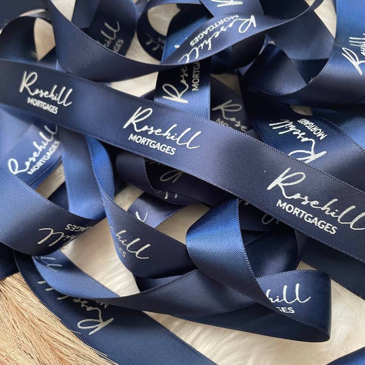 1" Custom Business Branded Ribbon for wholesale by Add Ribbons Co.