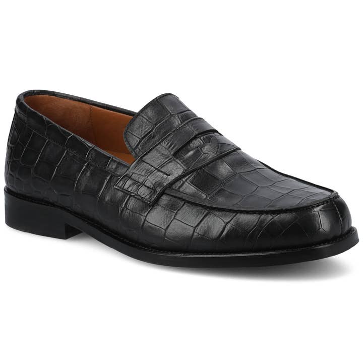 The Sterling Loafer in Black Croc for wholesale by Taft