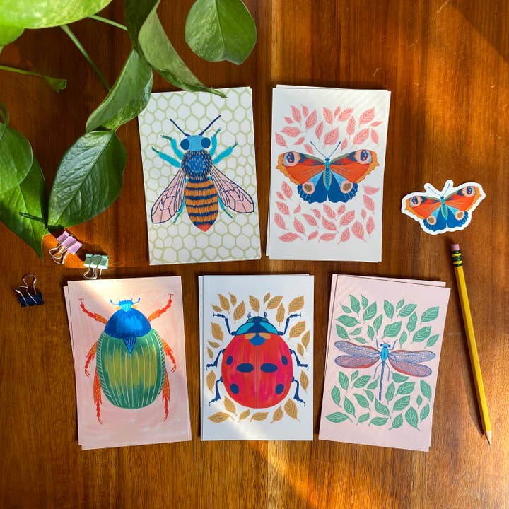 Insects/Bugs Postcard Set - 10 postcards for wholesale by Dream Folk Studio