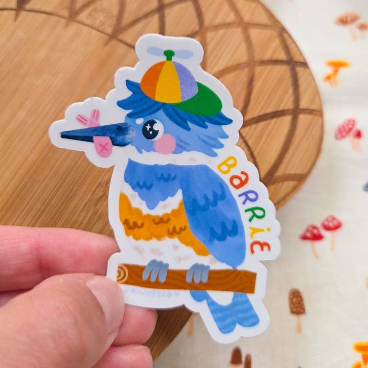 Barrie City Bird Kingfisher Sticker for wholesale by RonnieSzo Art