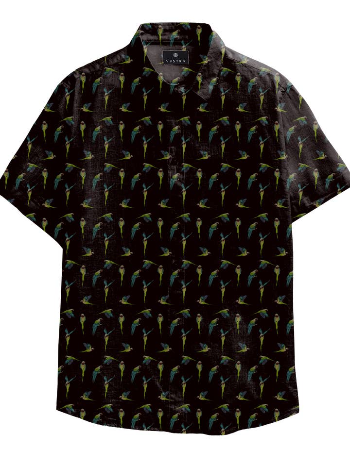 Parrot Print Linen Shirt/VM02-126-328 for wholesale by Vustra