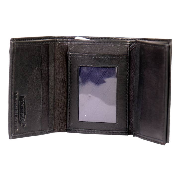 BLK Portafoglio in pelle a tre ante con tecnologia RFID Hot Leathers in vendita all'ingrosso su Faire