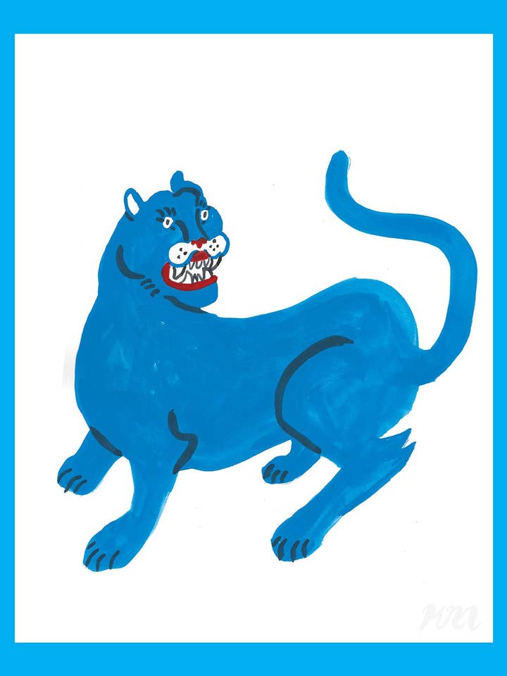 Blue Panther Large Big Cat Print for wholesale by Kristina Micotti