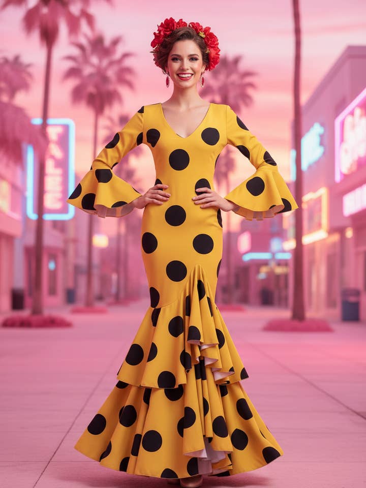 YELLOW MANGO FLAMENCA DRESS EMMA WU DESIGN X FLAMENCA G0491 for wholesale by EMMA WU DESIGN